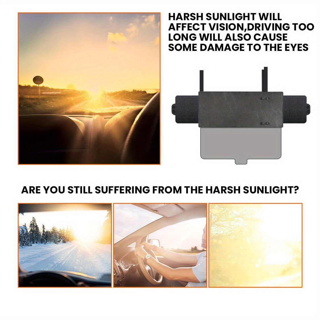 Upgraded car sunshade, front and side sunshade, zipper design, with PC lens, comes with upgraded dual sunshade extension for more comprehensive coverage, anti glare, suitable for safe driving and various vehicle models
