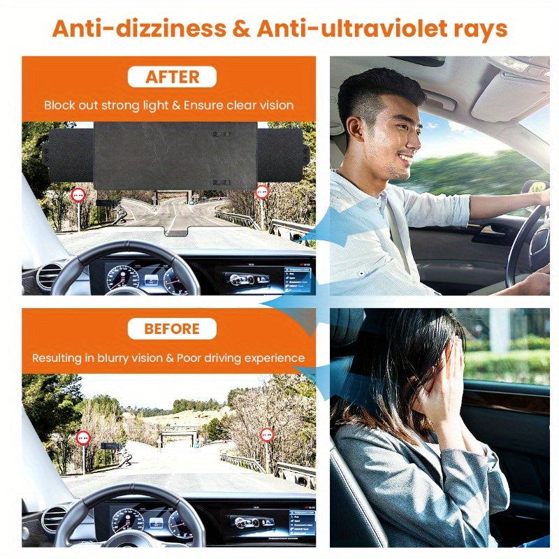 Upgraded car sunshade, front and side sunshade, zipper design, with PC lens, comes with upgraded dual sunshade extension for more comprehensive coverage, anti glare, suitable for safe driving and various vehicle models